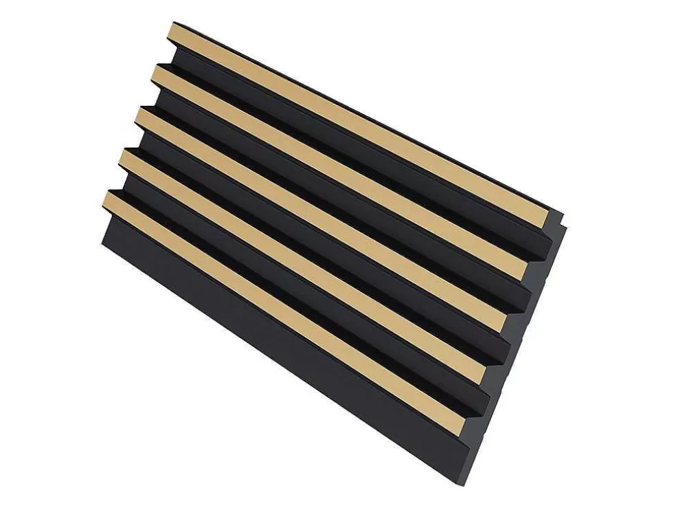 Outlet 3D-Wandpaneel - 2,83 M - Zwart En Goudkleurig - Set Van 8 - Clinton Wandpaneel