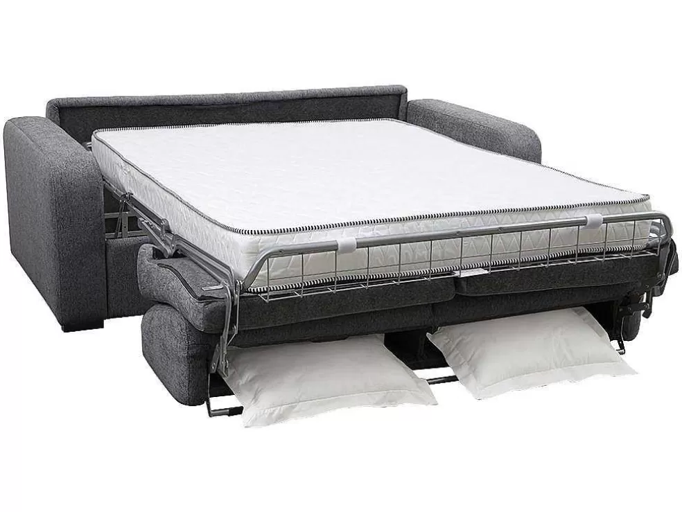 New 3-Zits Express Slaapbank Van Antraciete Stof - Matras 18 Cm - Bevis Slaapbank Met Matras