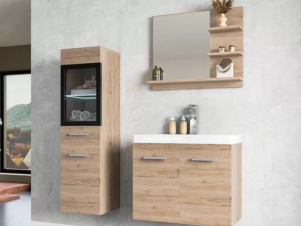 Hot Badkamerkolom Met Led'S - Licht Naturel - L30 X B30 X H109 Cm - Laurine Badkamerkast