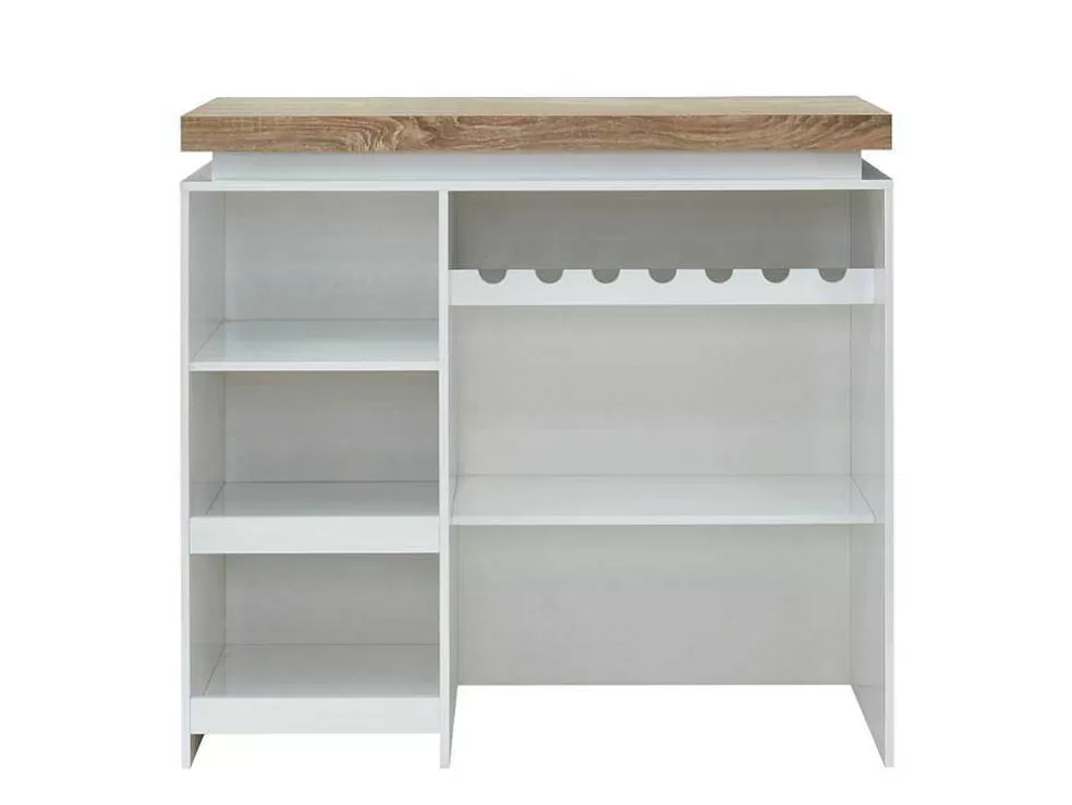 Outlet Barmeubel Halo Ii - Wit Gelakt Mdf - Leds - Wit En Eik Barmeubel