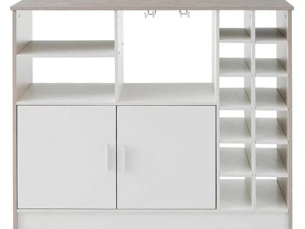 New Barmeubel, Laag Dressoir Met Opbergruimte - Mdf - Eigentijdse Stijl - Kleuren: Grijs En Wit Barmeubel