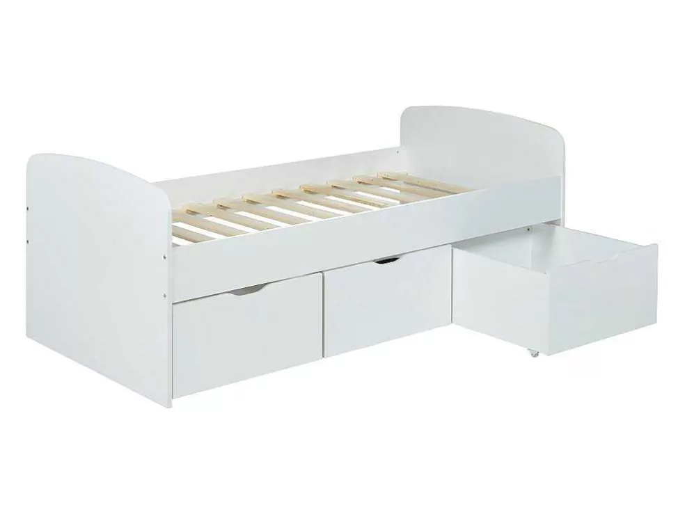 Sale Bed Louane Met 2 Lades En 1 Opbergruimte - 90 X 190 Cm - Wit Kinderbed