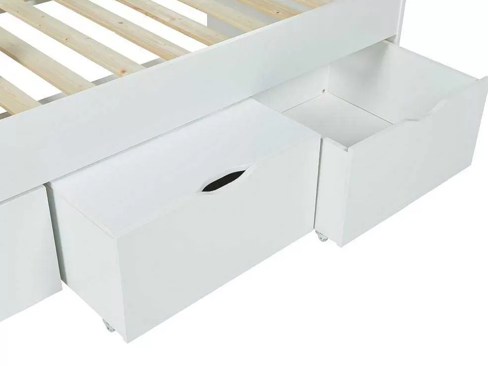 Sale Bed Louane Met 2 Lades En 1 Opbergruimte - 90 X 190 Cm - Wit Kinderbed