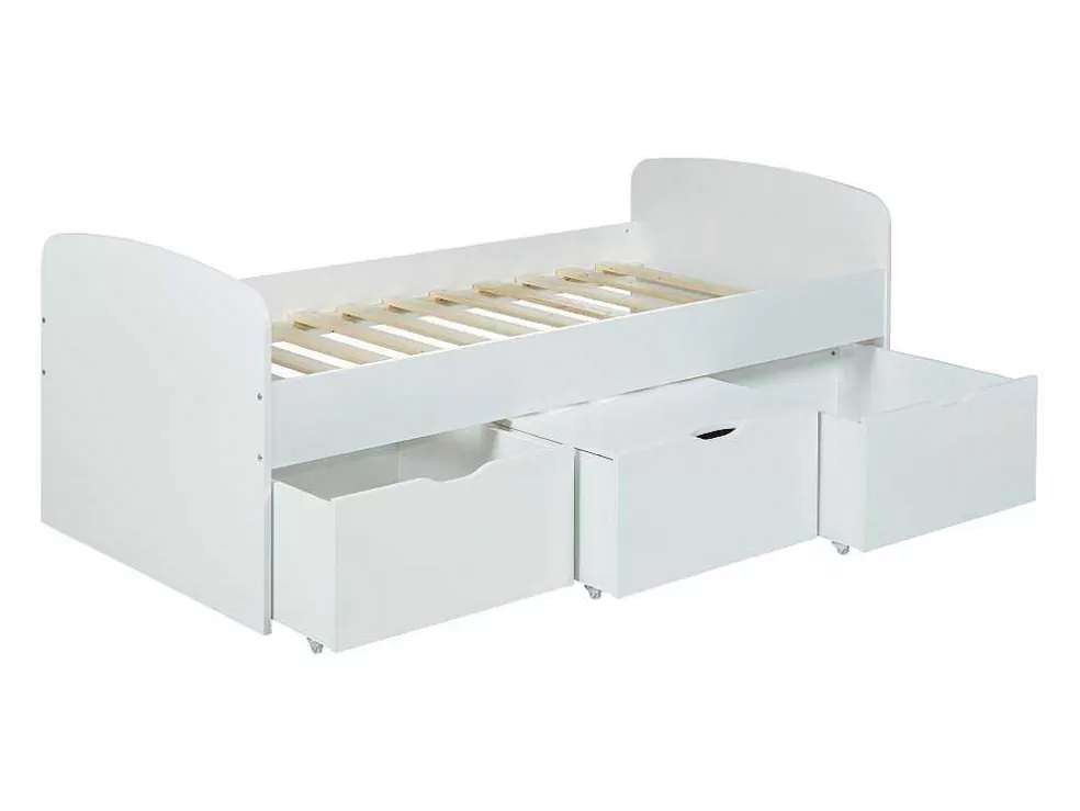 Sale Bed Louane Met 2 Lades En 1 Opbergruimte - 90 X 190 Cm - Wit Kinderbed