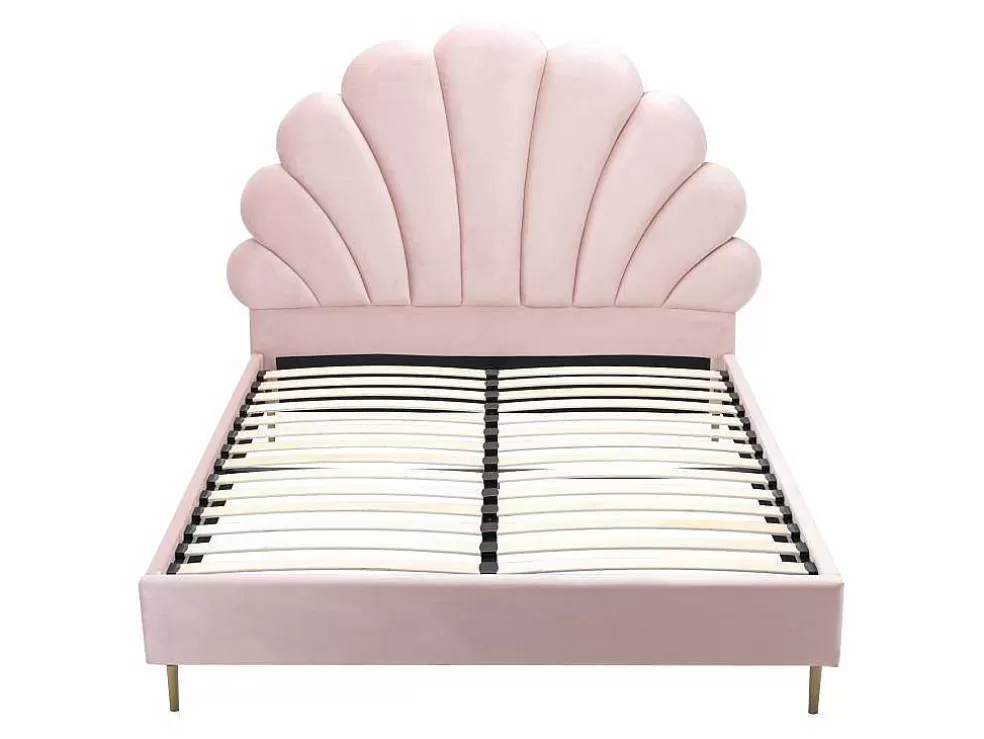 Hot Bed Met Schelpvorm 140 X 190 Cm - Velours - Roze - Livaya Fluwelen Bed