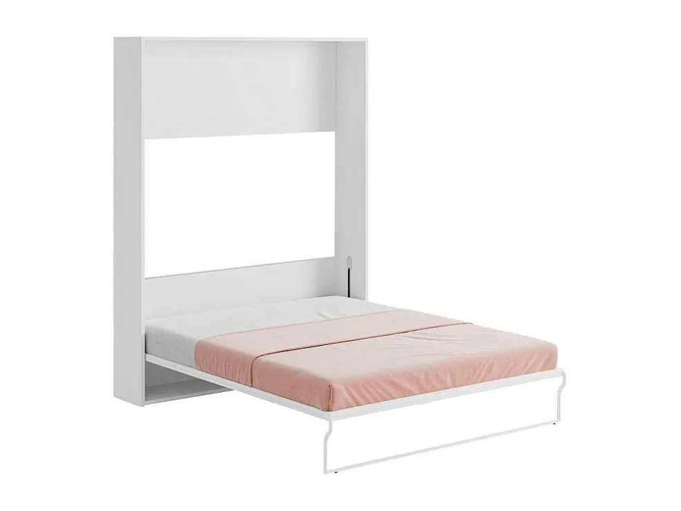 Sale Bedkast 160 X 200 Cm Verticaal Manueel Te Openen Wit Met Matras Malina Ii Tweepersoonsbed