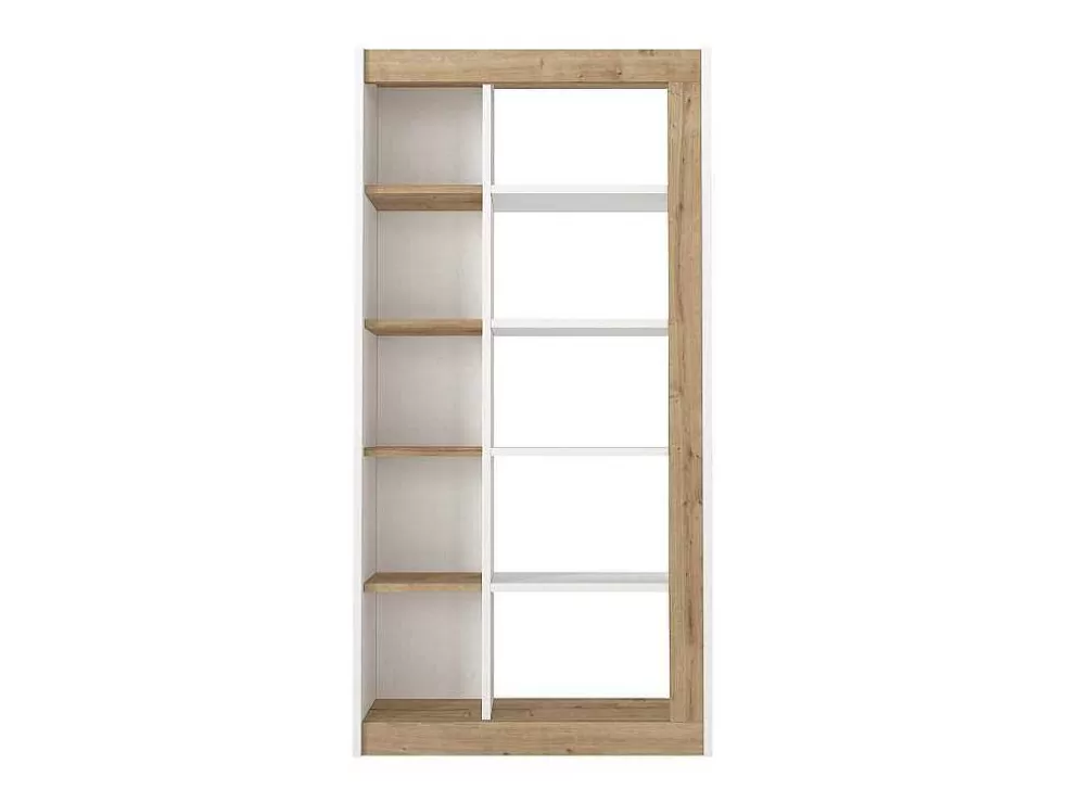 Store Boekenkast Met 10 Nissen - Licht Naturel En Wit - Silomai Boekenkast & Vitrine
