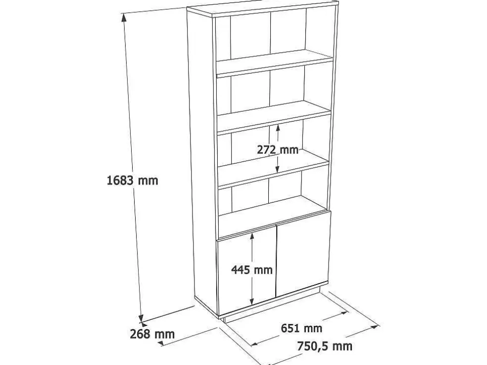 Sale Boekenkast Met 2 Deuren En 4 Nissen - Licht Naturel En Wit - Lotula Boekenkast & Vitrine