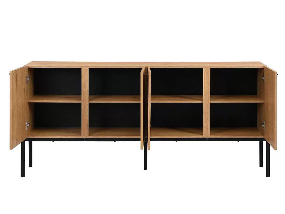 Sale Buffetkast Met 4 Deuren - Licht Naturel En Zwart - Memphis Ii Buffetkast