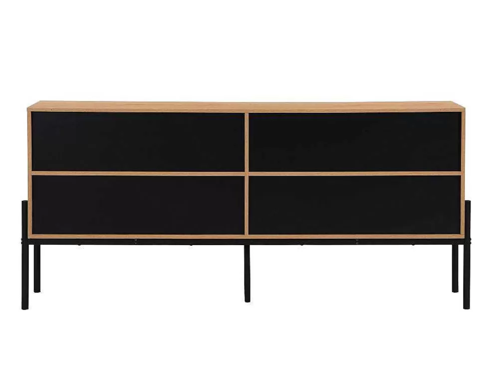 Sale Buffetkast Met 4 Deuren - Licht Naturel En Zwart - Memphis Ii Buffetkast