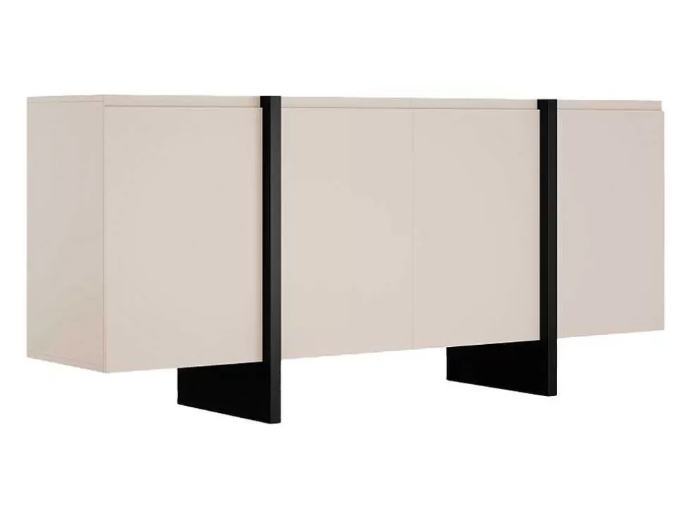 Online Buffetkast Met 4 Deuren Van Mdf - Beige En Zwart - Luvonia Buffetkast