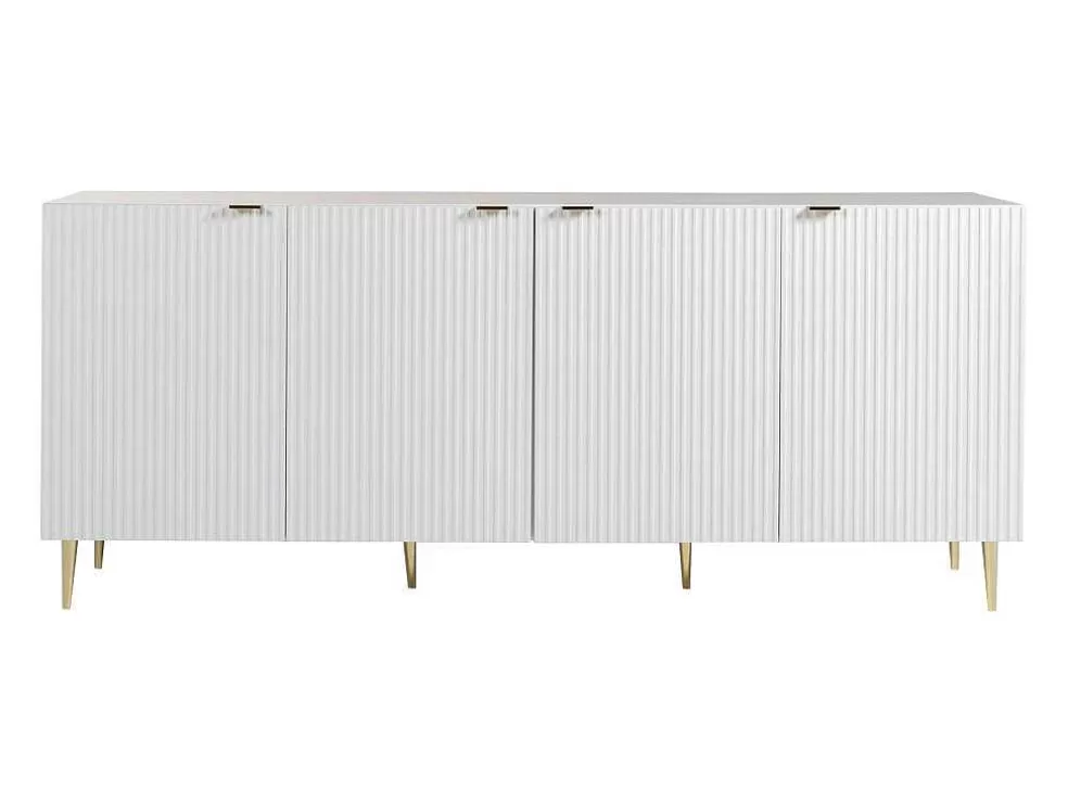 Hot Buffetkast Met 4 Deurtjes Van Mdf En Staal - Wit En Goudkleurig - Yesinia Buffetkast