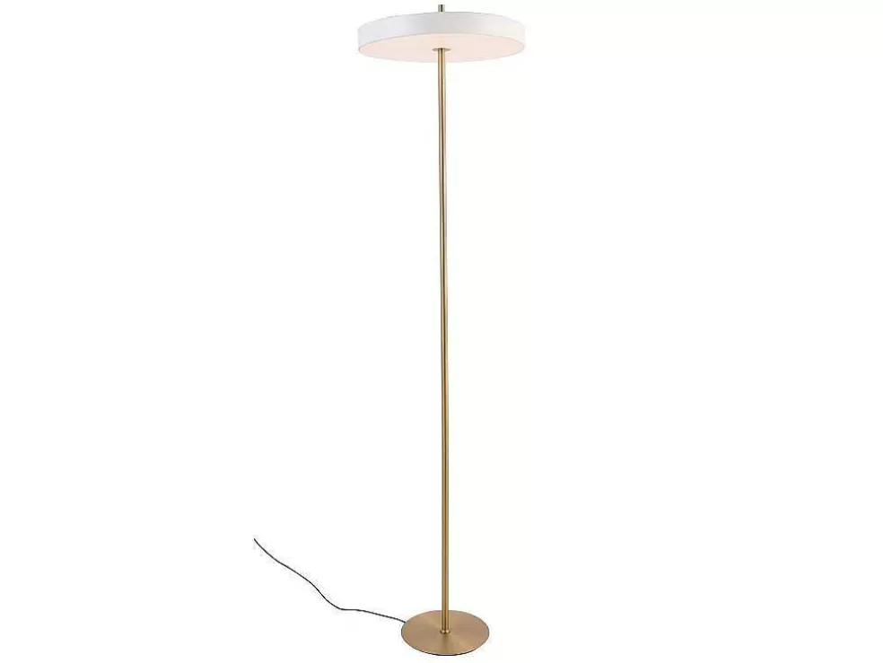 Online Design-Lamp Met Ledverlichting Van Metaal - D45 X H180 Cm - Goud En Wit - Vaughan Staande Lamp