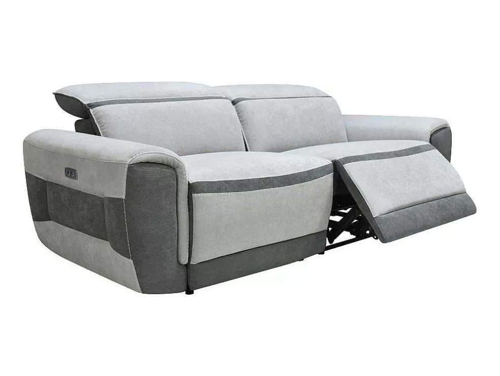 New Elektrische Relaxzitbank Met 3 Plaatsen In Lichtgrijze Stof Orietto Elektrische Relaxbanken