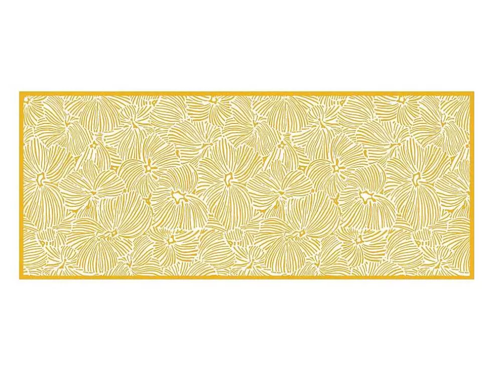 Online Gangtapijt Van Vinyl Met Bloemmotieven - 66 X 160 Cm - Geel En Wit - Capucina Gangtapijt