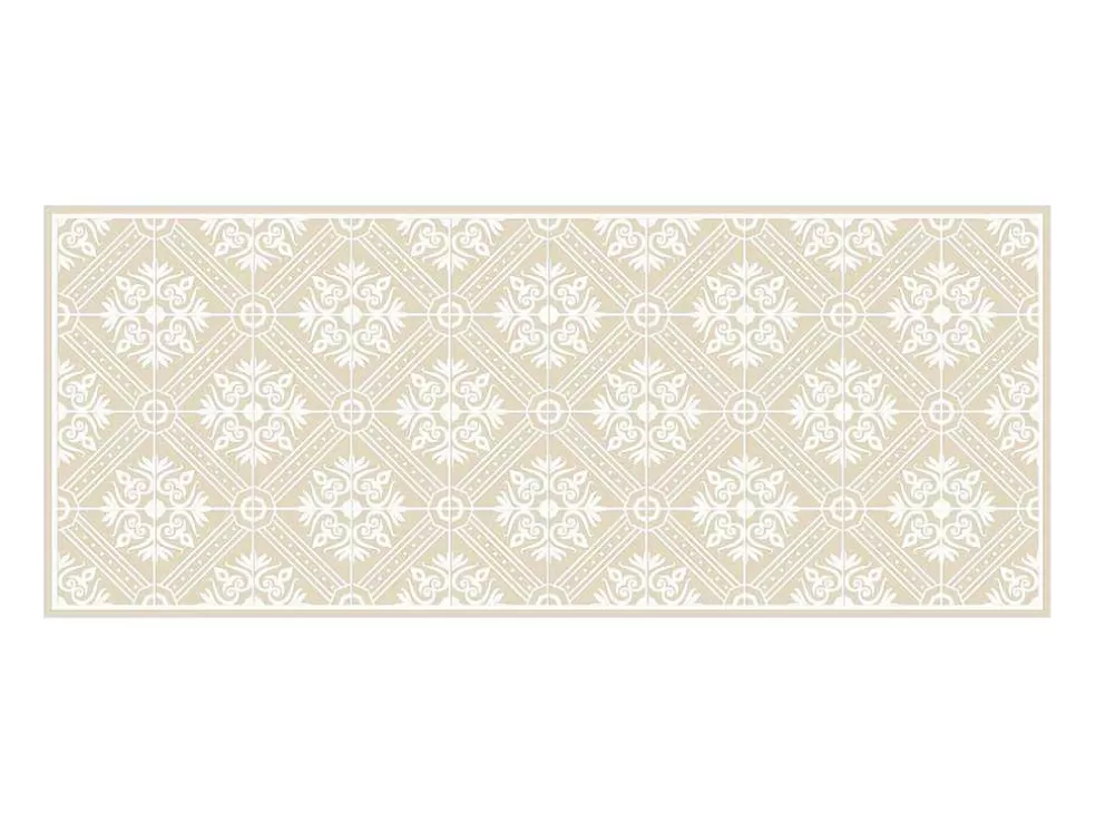 Fashion Gangtapijt Van Vinyl Met Cementtegeleffect - 66 X 160 Cm - Beige En Wit - Majesti Gangtapijt