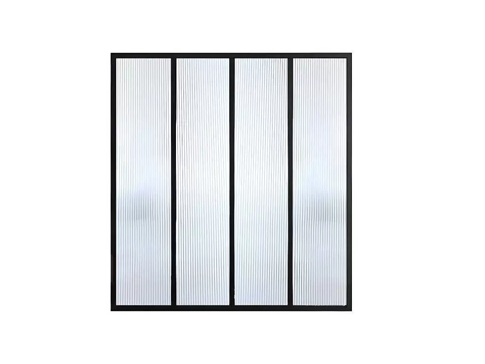 Online Glazen Binnenraam In Aluminium Met Poedercoating En Getextureerd Gehard Glas - 120 X 130 Cm - Zwart - Vietra Glazen Binnenraam