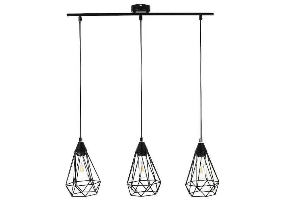Clearance Hanglamp Met 3 Peertjes Scandinavische Stijl Euripide - Metaal - 68 X 16,5 X 132 Cm - Zwart Hanglamp