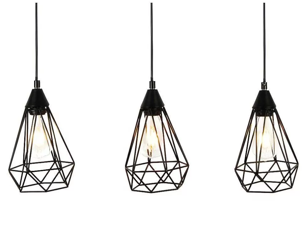 Clearance Hanglamp Met 3 Peertjes Scandinavische Stijl Euripide - Metaal - 68 X 16,5 X 132 Cm - Zwart Hanglamp