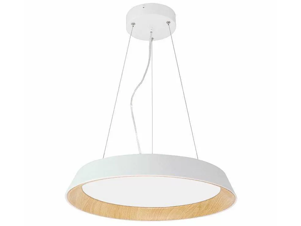 Clearance Hanglamp Met Ledverlichting Van Metaal En Aluminium - D45 Cm - Wit En Naturel - Derry Hanglamp