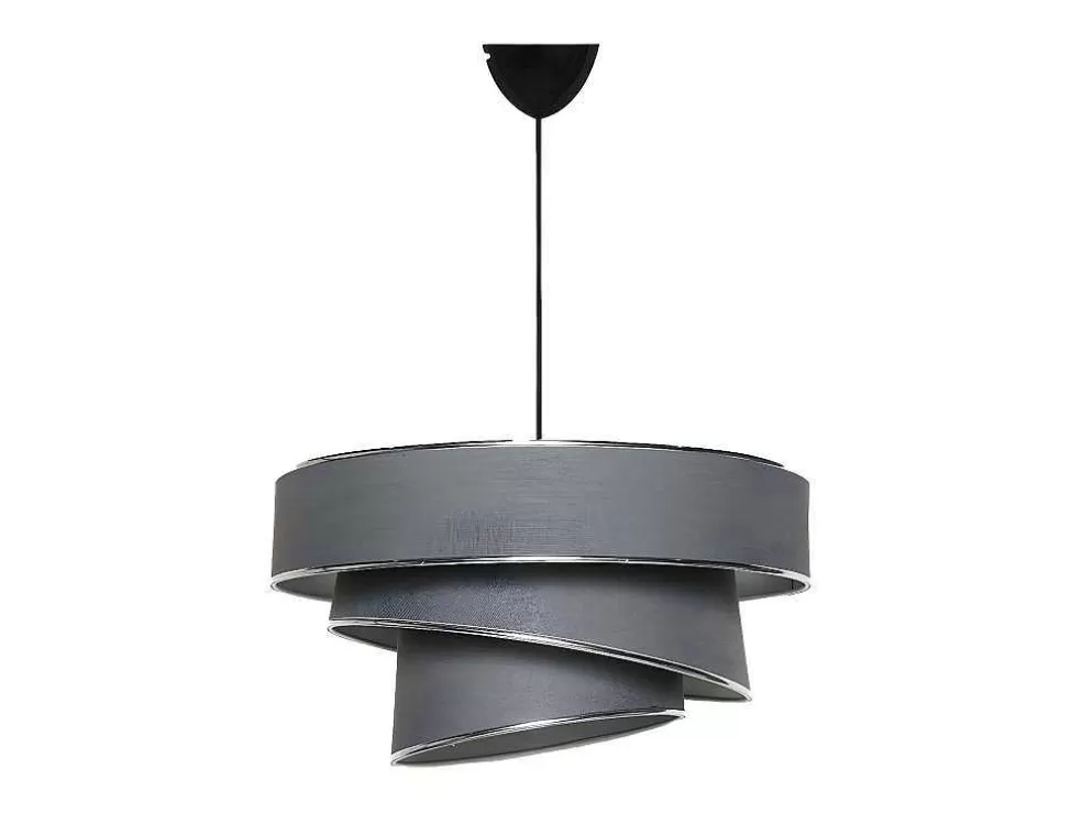 Clearance Hanglamp Van Stof En Metaal Met Aanpasbare Hoogte - D40 X H30-70 Cm - Antraciet En Zilverkleurig - Tairon Hanglamp