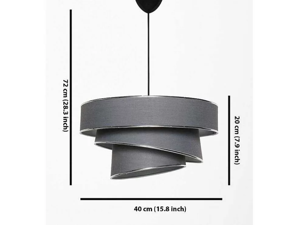 Clearance Hanglamp Van Stof En Metaal Met Aanpasbare Hoogte - D40 X H30-70 Cm - Antraciet En Zilverkleurig - Tairon Hanglamp