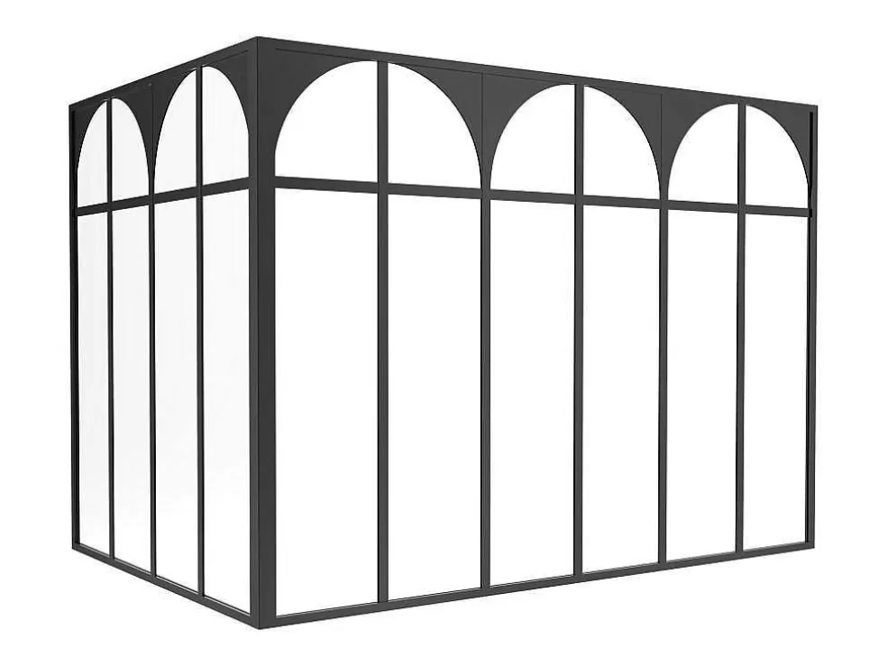 Clearance Hoekraam Werkplaats Met Art-Decostijl Van Gepoedercoat Aluminium L180 X B120 X H130 Cm - Zwart - Arcadea Glazen Binnenraam