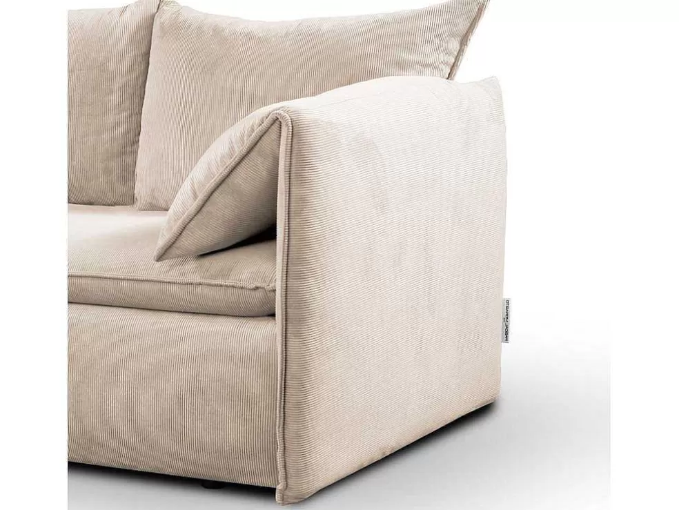 Outlet Hoekslaapbank Teodora Van Pascal Morabito - Ribfluweel - Beige - Hoek Links Hoekbank