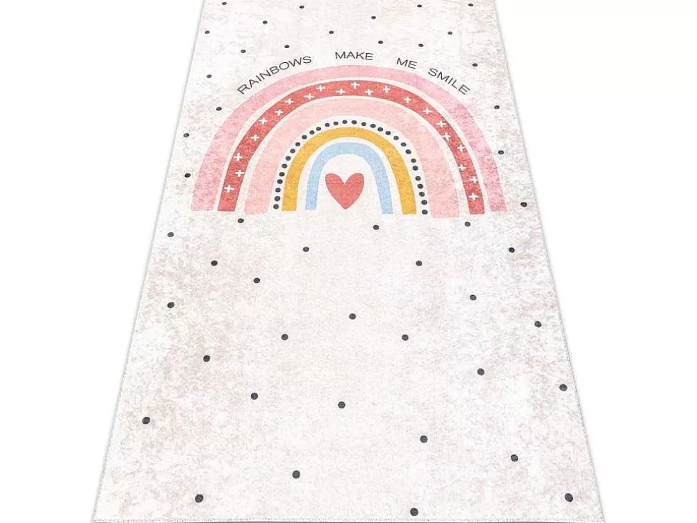 Fashion Junior 51300.802 Tapijt Wasbaar Regenboog, Stippen Voor Kinderen Antis 160X220 Cm Kindervloerkleed