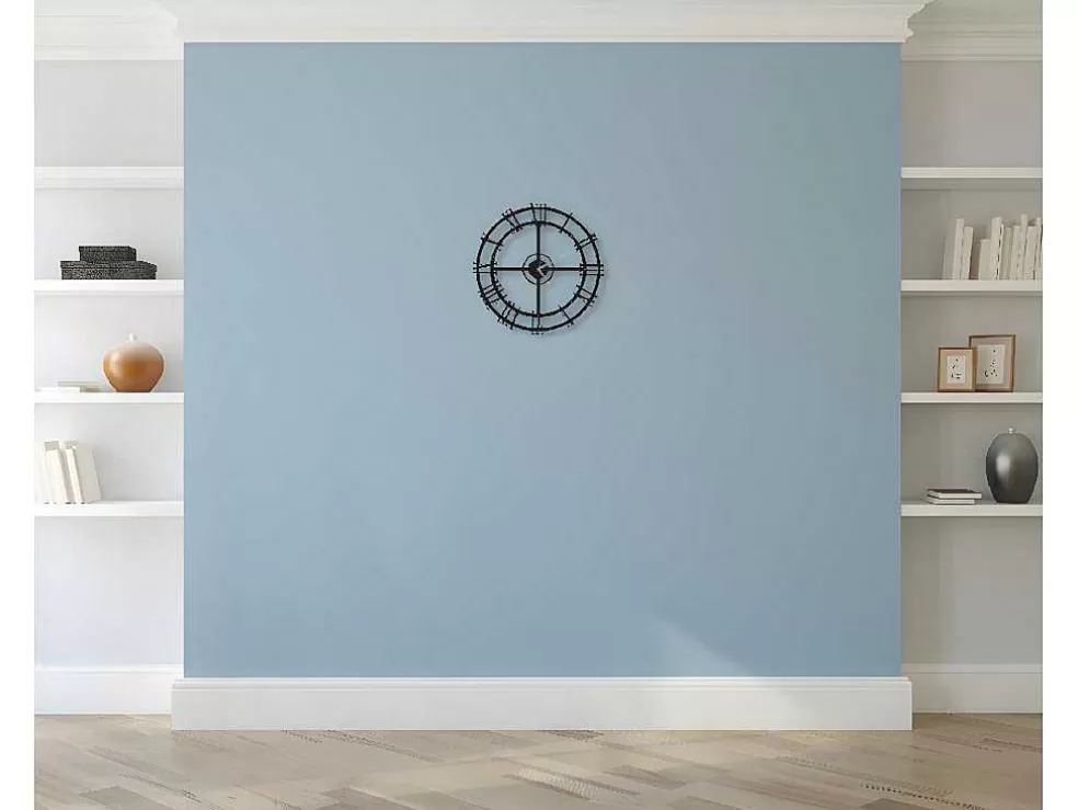 Clearance Klok Vintage 1, Zwart, Zilver, 50X0,16X50 Cm, Wandklok