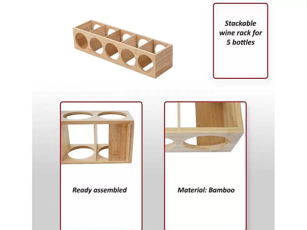 Store Mcw-B89 Bamboe Wijnrek, 4 Stuks Tafelservies