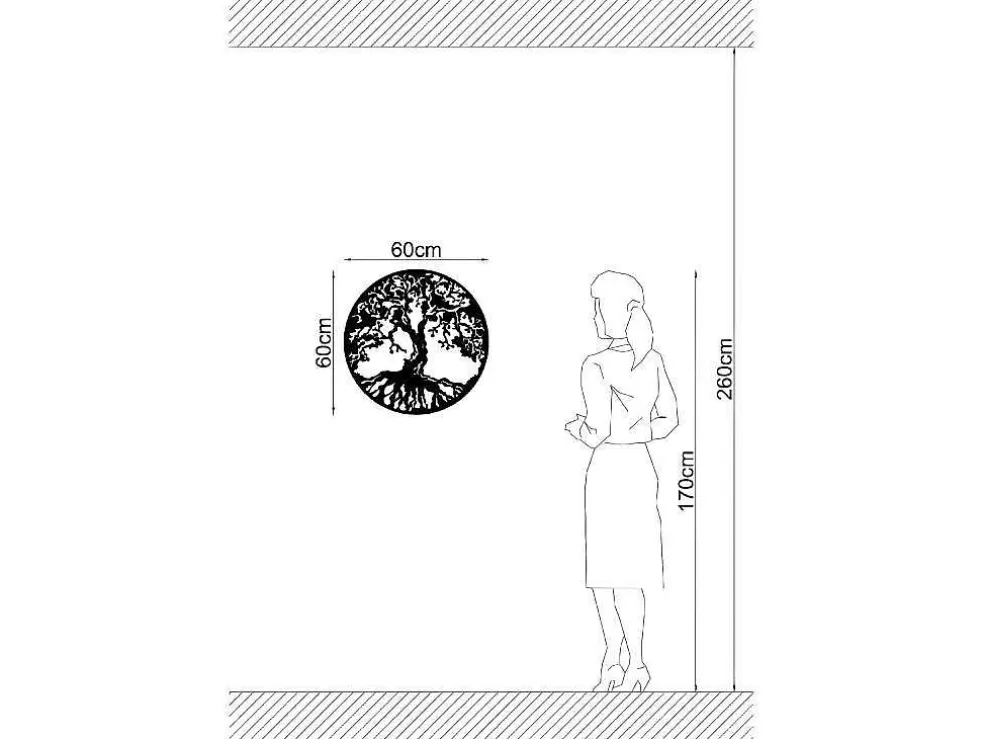 Online Metalen Decoratie Boom 32, Zwart, 60X1,5X60 Cm, Decoratieve Wandplaat