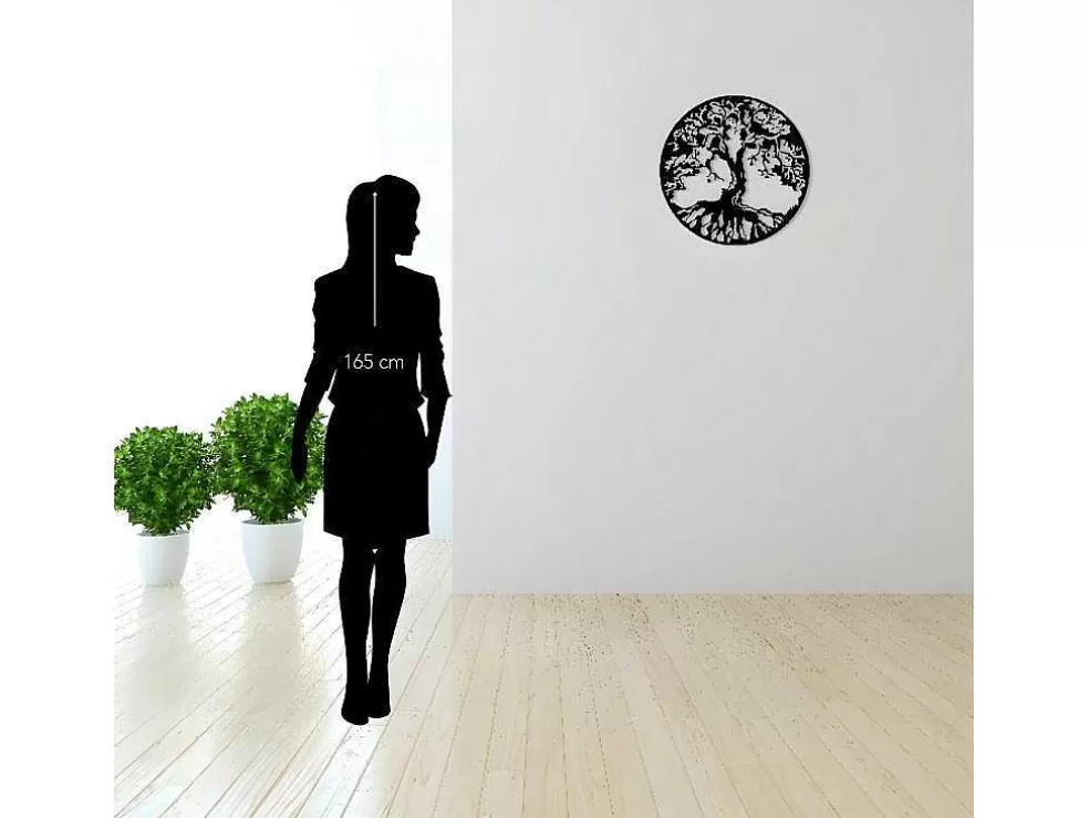 Online Metalen Decoratie Boom 32, Zwart, 60X1,5X60 Cm, Decoratieve Wandplaat