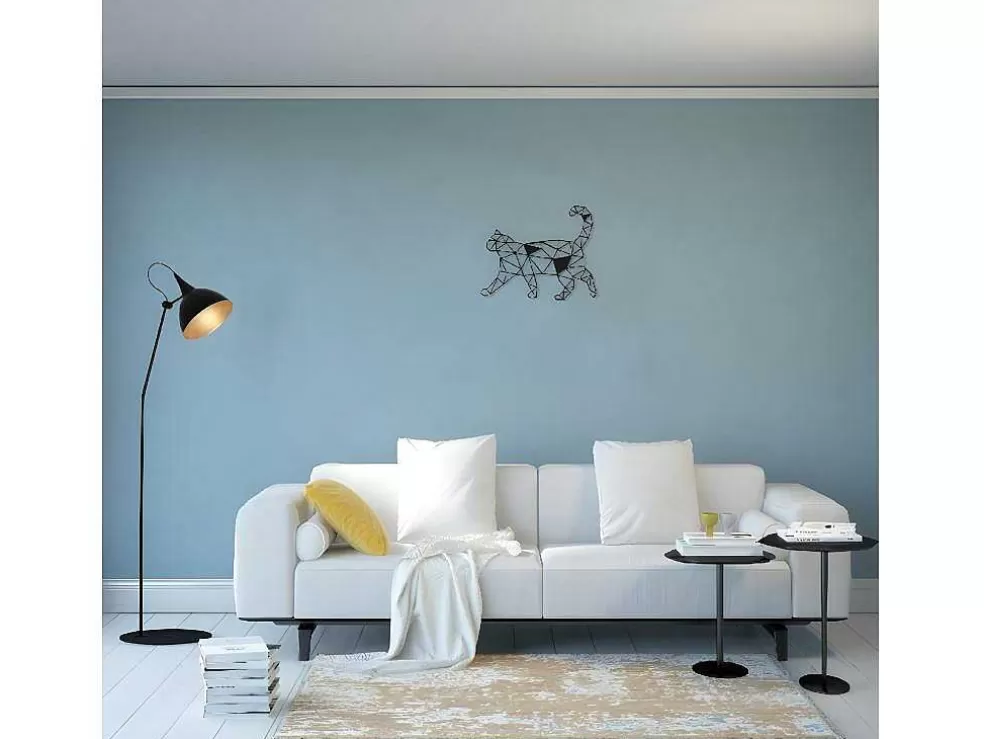 New Metalen Decoratie Katten 2, Zwart, 46X1,5X37 Cm, Decoratieve Wandplaat