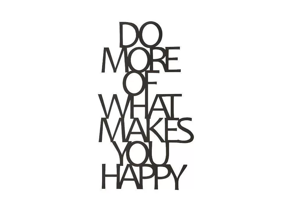 Discount Metalen Decoratie Makes You Happy 1, Zwart, 41X1,5X70 Cm, Decoratieve Wandplaat