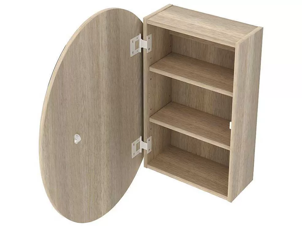 Cheap Ovaal Badkamermeubel Met Spiegel Ruri - Eik Muurkast Badkamer