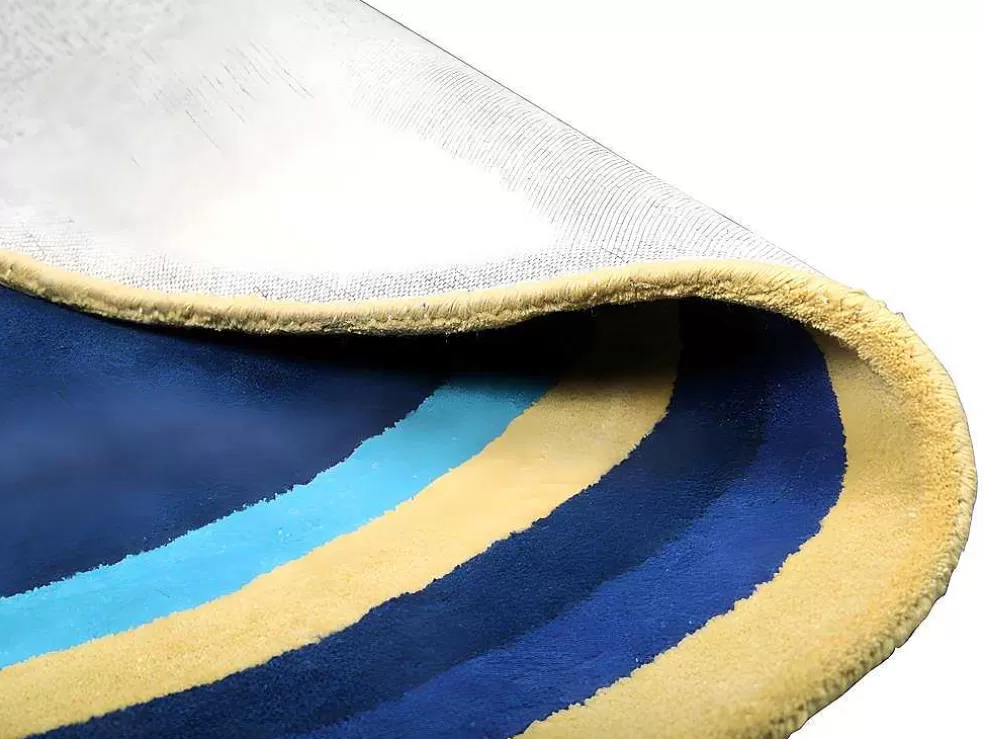 New Ovale Wollen Tapijt Komiza - Handgetuft - 150 X 230 Cm - Marineblauw Woonkamertapijt