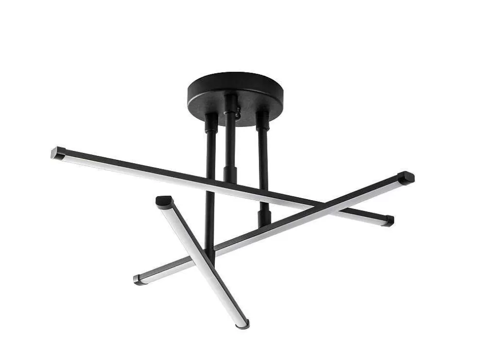 New Plafondlamp Met Ledverlichting Van Metaal - L51 X H26 Cm - Zwart - Heras Plafondlamp