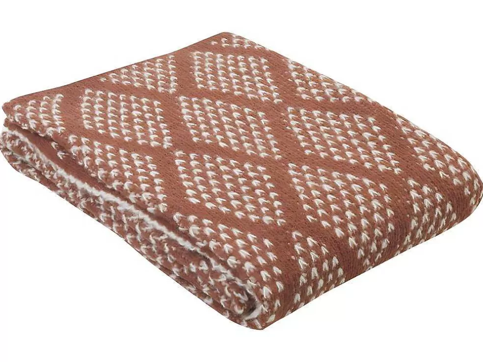 Flash Sale Plaid Oyace - Acryl En Wol - 130 X 170 Cm - Ivoor En Rood Huistextiel