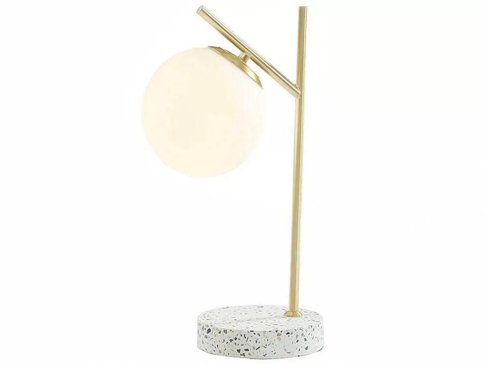 Online Schemerlamp Met Vintage-Stijl Lullaby - Sokkel Van Terrazzo - 23 X 15 X 38 Cm - Goudkleurig Lamp
