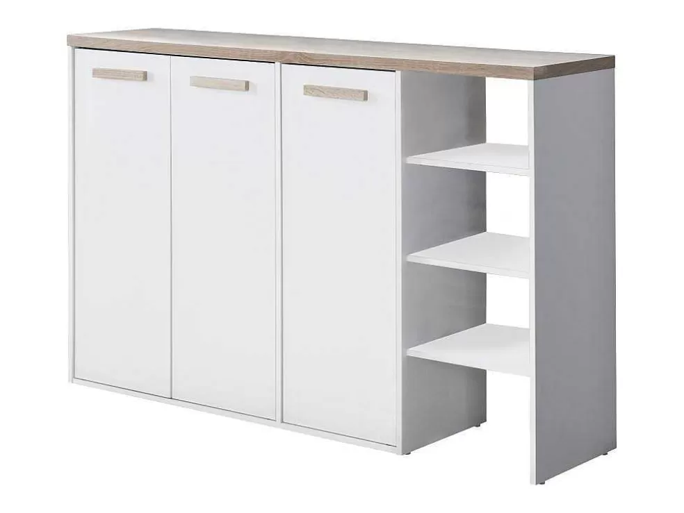 Cheap Schoenenkast Met 3 Deuren En 3 Opbergvakken Wit En Houtlook Skaido Schoenenkast
