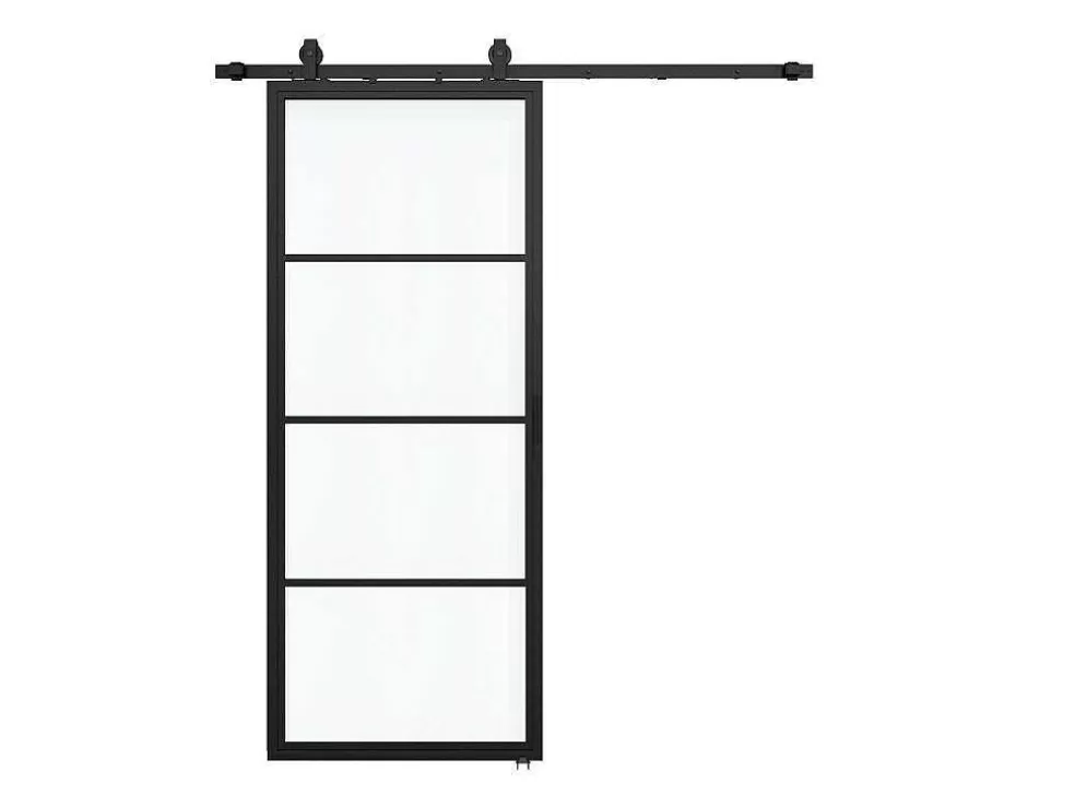 Online Schuifdeur Sinca - H205Cm X B73Cm - Helder Gehard Glas En Aluminium Schuifdeur