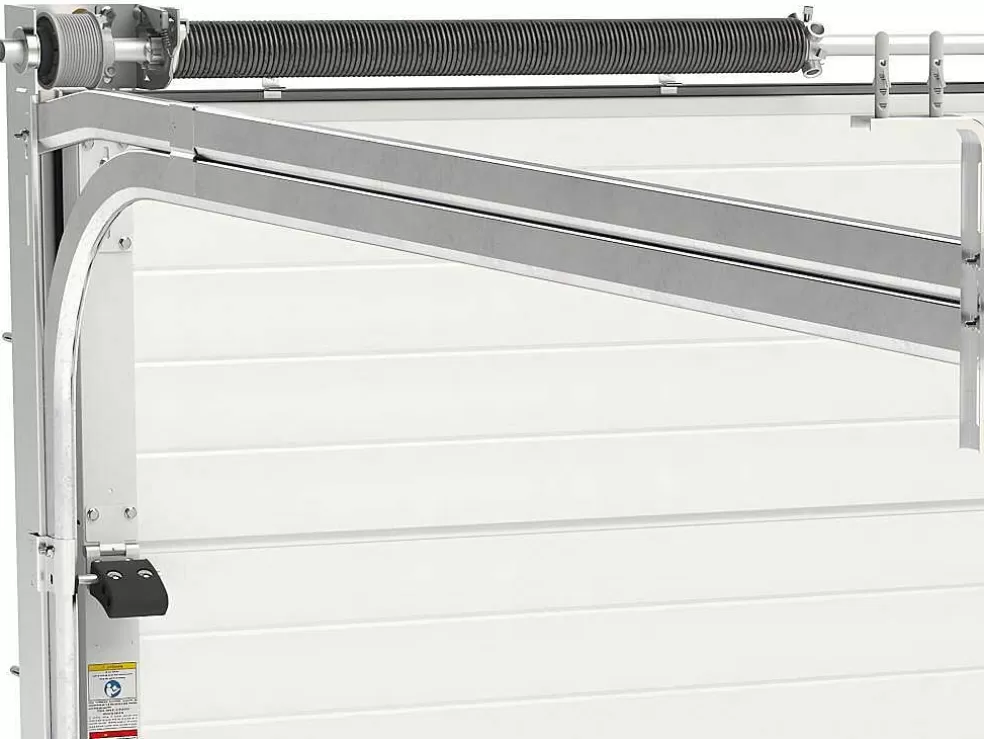Cheap Sectionale Garagedeur Met Gegroefd Effect En Centrale Grijze Loopdeur Met Motor - Noria Garagedeur