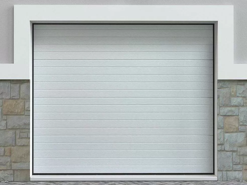 Cheap Sectionale Garagedeur Wit Gegroefd Effect Met Motor - Noria Garagedeur