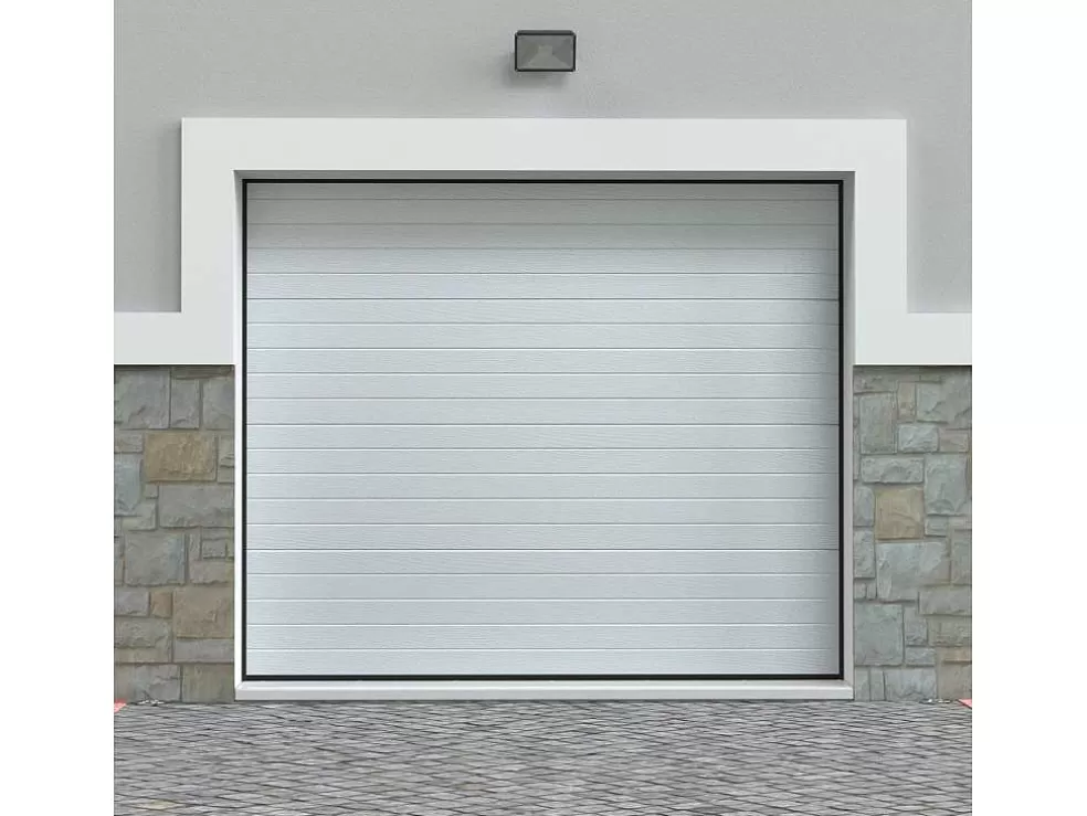 Cheap Sectionale Garagedeur Wit Gegroefd Effect Met Motor - Noria Garagedeur