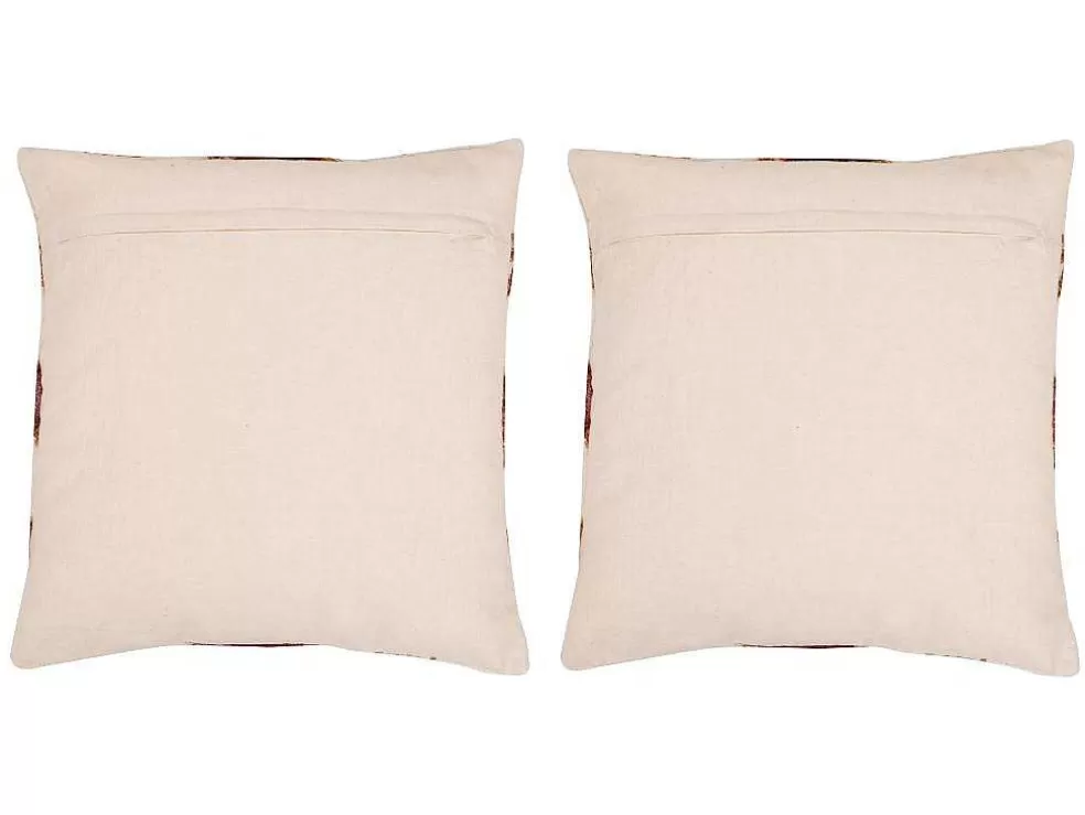 Clearance Set Van 2 Getufte En Bedrukte Kussens - 45 X 45 Cm - Katoen - Meerdere Kleuren - Magna Aanbiedingen: Woonaccessoires