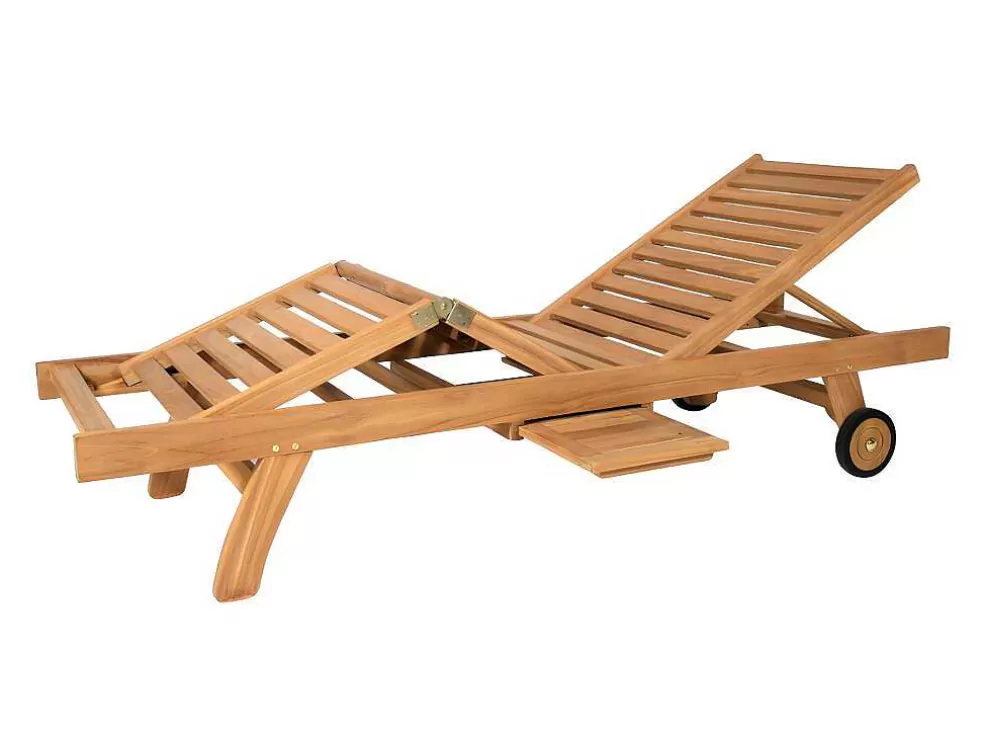 Flash Sale Set Van 2 Ligbedden Met Verschillende Standen In Teak - Licht Hout - Byblos Ii Van Ligstoel