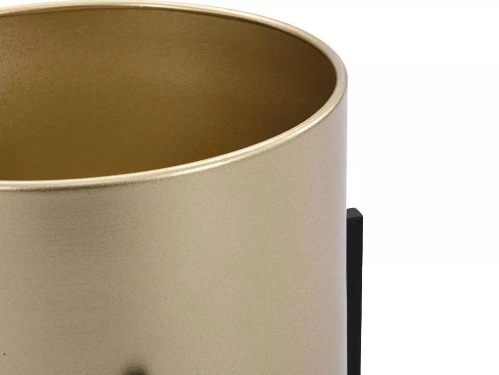 Discount Set Van 2 Metalen Bloempotten - D25 X H39 En D23 X H35,5 - Goud En Zwart - Edmee Decoratieobject Voor Binnen
