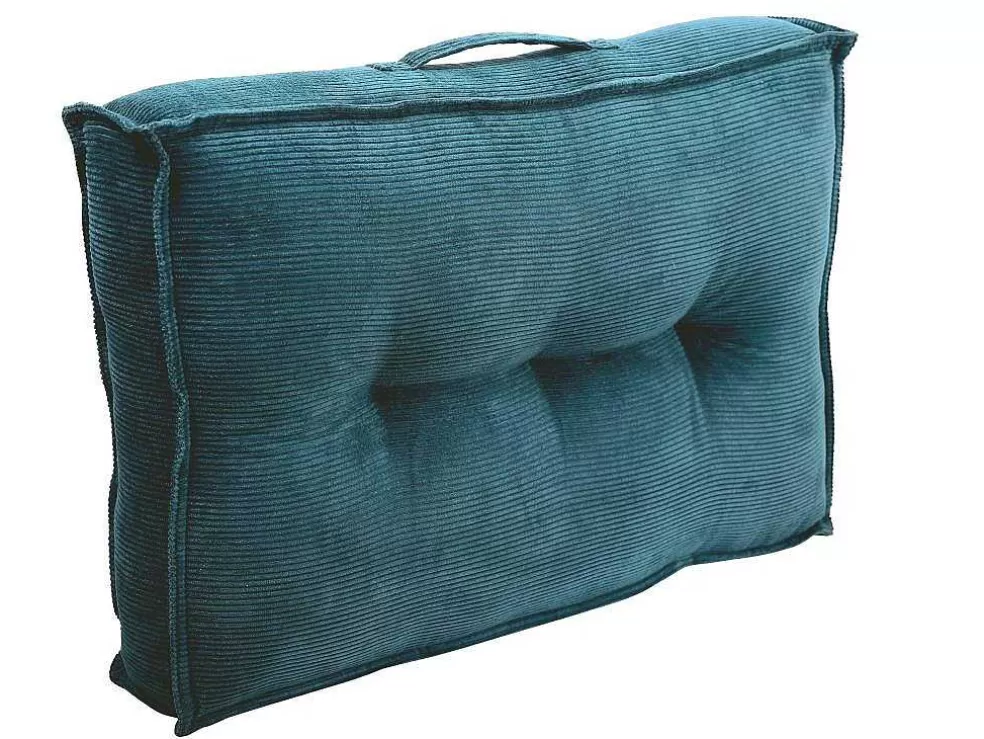 Hot Set Van 2 Palletkussens Van Ribfluweel - L60 X D40 Cm - Blauw - Baila Huistextiel