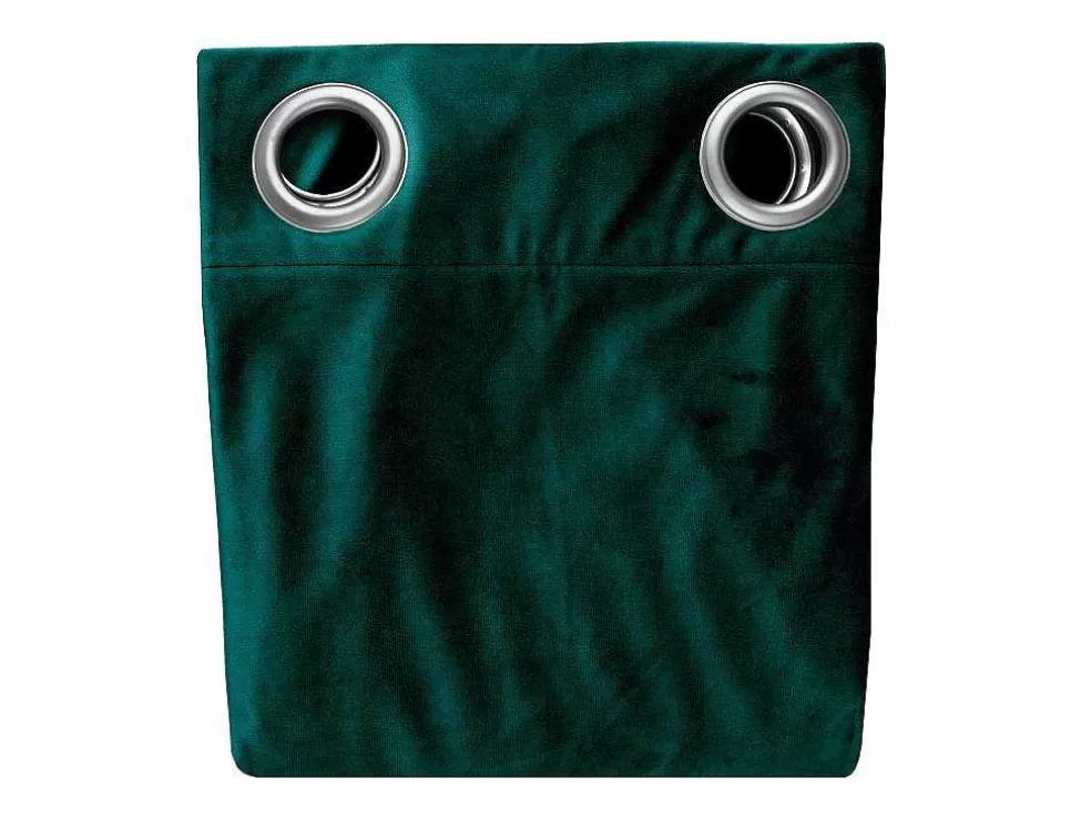 Clearance Set Van 2 Verduisterende Gordijnen Van Velours - L135 X H250 Cm - Groen Met Zilverkleurige Ogen - Darrel Huistextiel